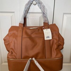 Poppy & Peonies Cognac Travel Bag